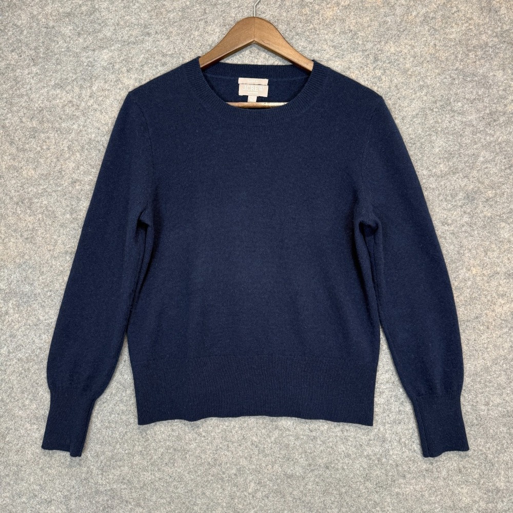 J. Crew 100% Cashmere Sweater Womens Small Classic Fit Dark Navy Blue Soft Knit